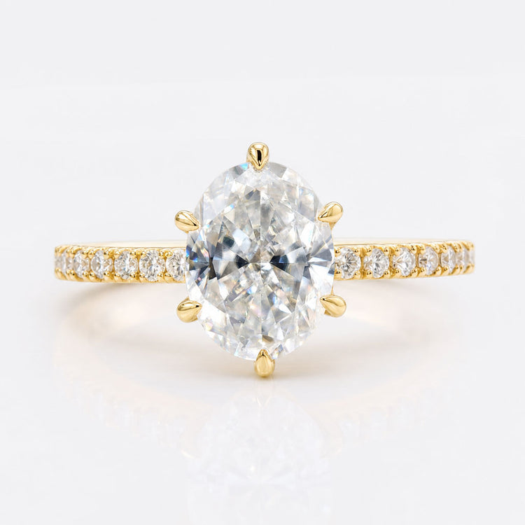 Oval Cut Crushed Ice Moissanite Wrap Pavé Ring 2.2 TCW