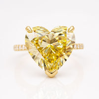Vivid Canary Yellow 6.89 TW Heart Shape Moissanite Engagement Ring