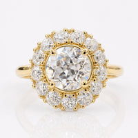 2.38 TW Round Old European Cut Dazzling Cluster Halo Engagement Ring