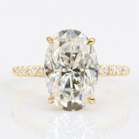 Oval Cut Crushed Ice Moissanite Solitaire Ring