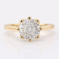 Unique 1.48 CT Portuguese Cut Traditional Cathedral Set Moissanite Solitaire Engagement Ring