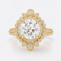 Art Nouveau 2.54 TW Round Old European Cut Halo Engagement Ring