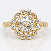 Antique 1.79 TW Jubilee Cut Cathedral Setting Moissanite Halo Engagement Ring