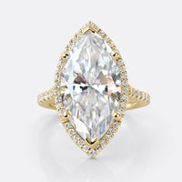 6.60 TW Colorless Marquise Cut Halo, Pave Setting Moissanite Engagement Ring