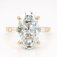 Oval Cut Near Colorless Moissanite Ring, 8.33 CT Oval Moissanite Engagement Ring