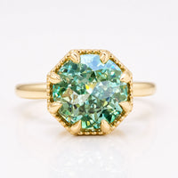 Unique 2.05 CT Green Jubilee Cut Moissanite Solitaire Engagement Ring