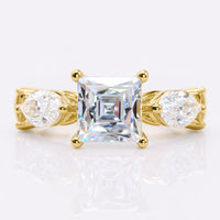 Antique 4.86 TW French OEC and Marquise OEC Cut Unique Euro Shank Vintage Style Engagement Ring