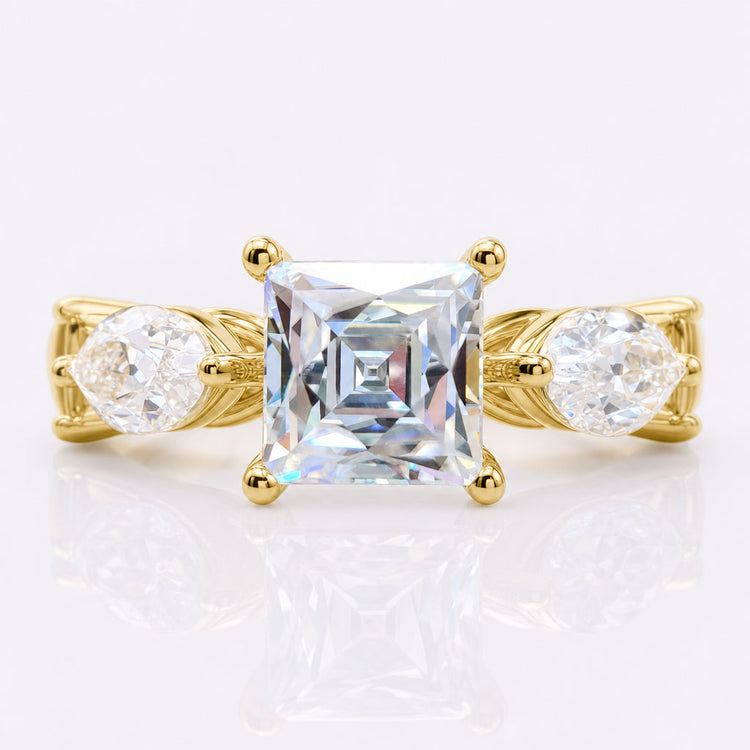 Antique 4.86 TW French OEC and Marquise OEC Cut Unique Euro Shank Vintage Style Engagement Ring