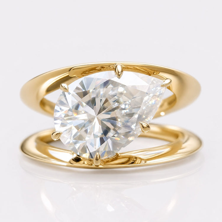 Knife Edge Split Shank 2.80 CT Pear Cut Unique Moissanite Solitaire Engagement Ring