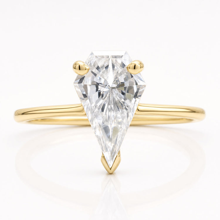 0.92 CT Unique Spear Cut Minimalist Solitaire Moissanite Ring
