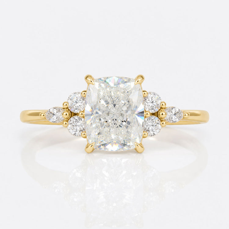 Muse Engagement Ring, 3.57 TW Cushion Cut Moissanite Engagement Ring