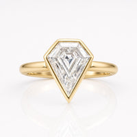 Unique 1.93 CT Shield Cut Moissanite Diamond Bezel Set Moissanite Solitaire Engagement Ring
