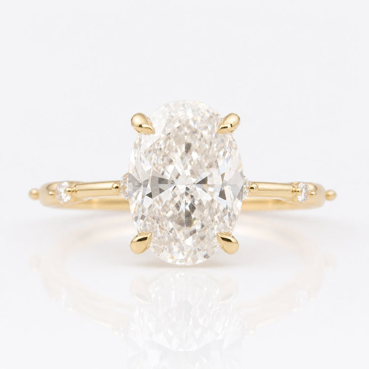 Oval Cut Moissanite Antique Distance Pavé Ring 2.1 CT