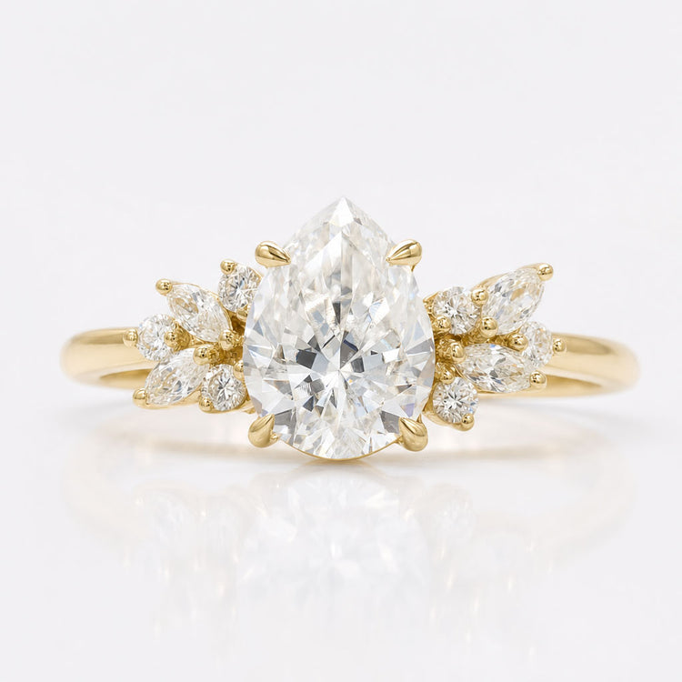 Pear Cut Moissanite Vintage Muse Ring 1.3 CT