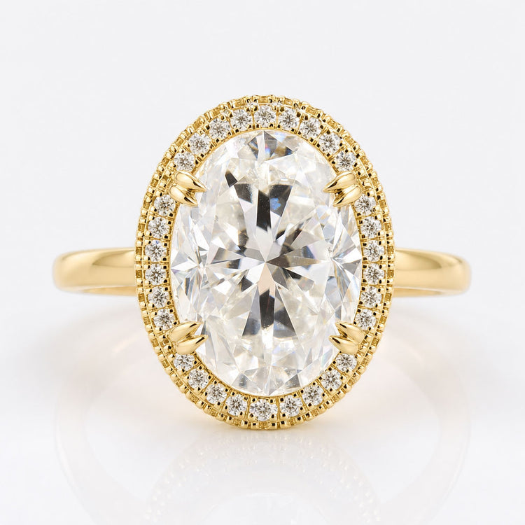 Two Side Halo Ring, 14.03 Carat Oval Cut Engagement Ring, Double Claw Prong Setting Ring