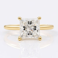 2.55 CT Princess Cut Colorless Moissanite Solitaire Engagement Ring