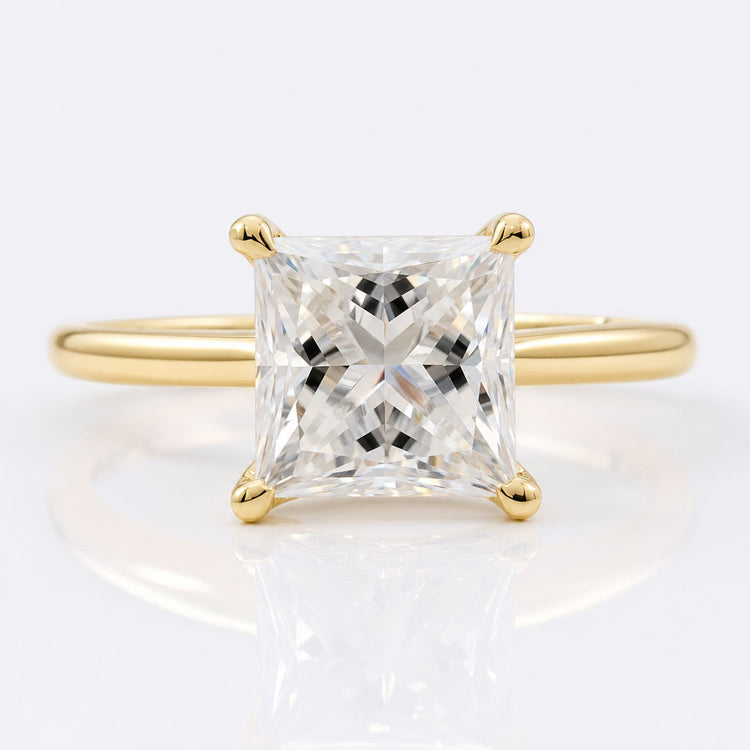 2.55 CT Princess Cut Colorless Moissanite Solitaire Engagement Ring