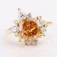 Cushion Moissanite Orange Vintage Halo Ring 2.3 CT