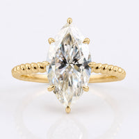 Marquise Moissanite Milgrain Twisted Solitaire Ring