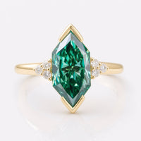 Dutch Marquise Green Moissanite Infinity Vintage Ring 2.1 CT