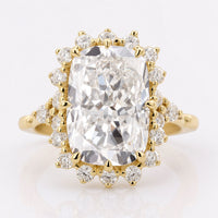 Cushion Rensu Cut Moissanite Floating Bubble Halo Vintage Pavé Ring 5.1 TCW