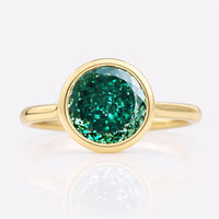 Antique Green Portuguese Cut Moissanite Ring, 1.85 CT Bezel Set Solitaire Ring