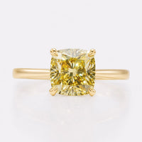 Canary Yellow Cushion Moissanite Solitaire Ring