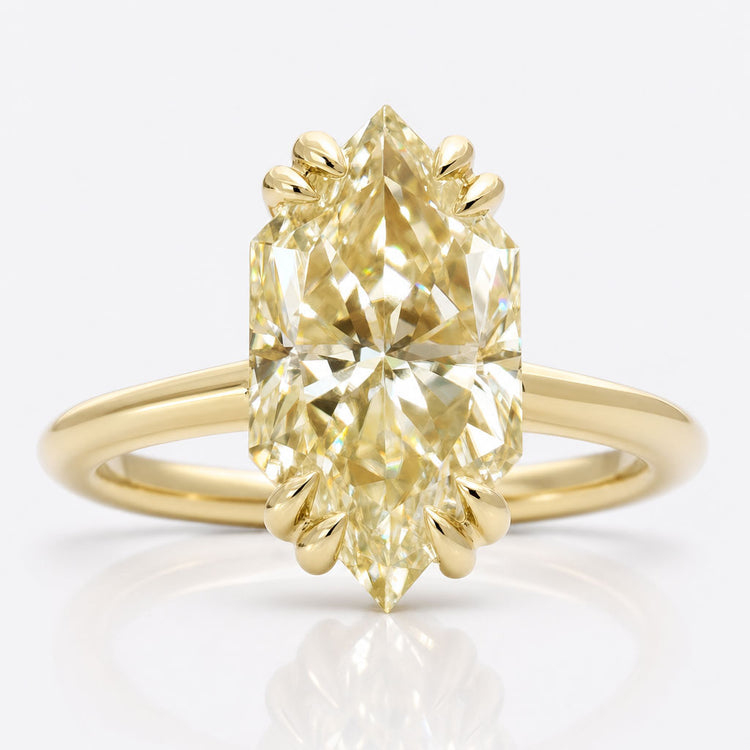 2.84 CT Dutch Marquise Canary Yellow Moissanite Engagement Ring, Hidden Halo Ring