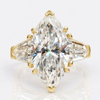 Marquise and Bullet Cut Moissanite Three Stone Ring 5.3 CT