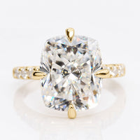Cushion Cut Moissanite Pavé Hidden Halo Compass Setting Ring 5.5 CT