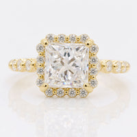 Princess Cut Moissanite Floating Bubble Ring 1.8 CT