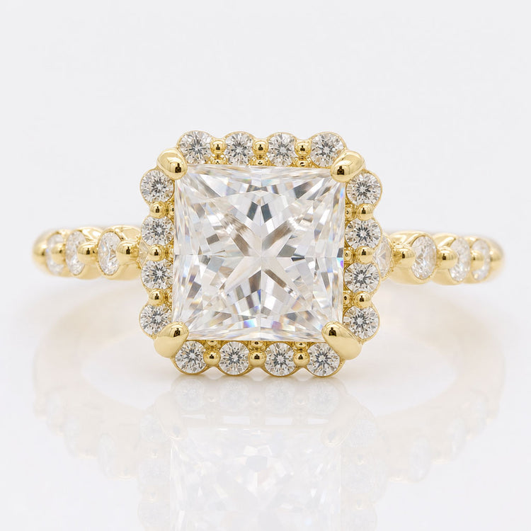 Princess Cut Moissanite Floating Bubble Ring 1.8 CT