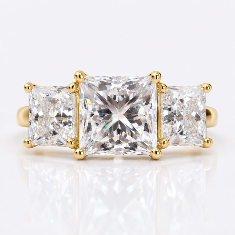 Princess Cut Moissanite Three Stone Ring 3.5 TCW