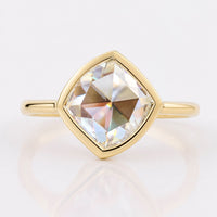 Cushion Rose Cut Moissanite Bezel Set Solitaire Ring 1.6 CT