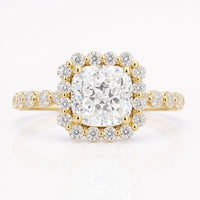 Cushion Rensu Cut Moissanite Halo Floating Bubble Pavé Ring 1.2 CT