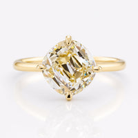 Cushion Old European Cut Light Yellow Moissanite Solitaire Ring 2.4 CT