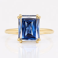 Royal Blue Criss Cut Moissanite Solitaire Ring 2.6 CT
