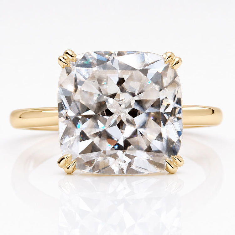 Cushion Rensu Cut Moissanite Hidden Halo Ring 6.6 CT