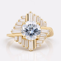 Round Brilliant Royal Blue Moissanite Halo Ring 1.5 CT