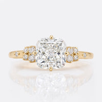 Cushion Cut Cyan Blue Moissanite Hidden Halo Compass Prong Ring 1.2 CT