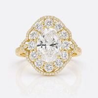 Oval Cut Moissanite Vintage Halo Engagement Ring