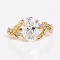 Oval Cut Moissanite with Nature-Inspired Side Stones Ring – 2.44 TCW