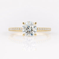 Round Brilliant Cut Moissanite Solitaire Pavé Band Ring - 1.7 CT