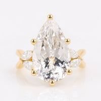 Natural Pink Morganite Engagement Ring, Rare 5.58 CT Pear Cut November Birth Stone Ring