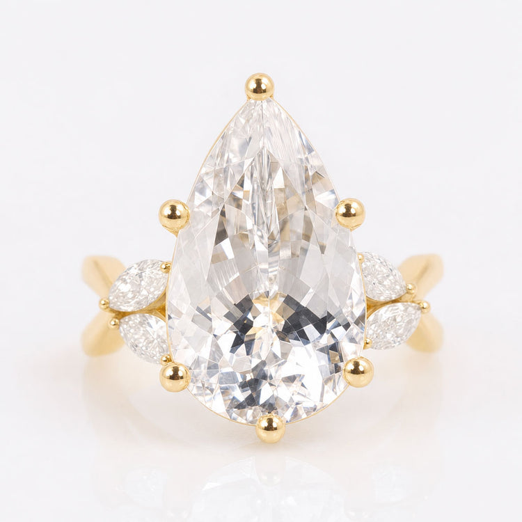 Natural Pink Morganite Engagement Ring, Rare 5.58 CT Pear Cut November Birth Stone Ring