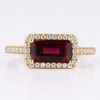 Emerald Cut Natural Tourmaline Pavé Halo Ring 1.2 CT