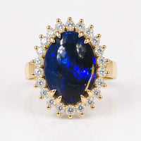 Oval Cut Natural Ethiopian Opal Pavé Halo Ring 4.1 CT