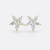 Flower petal marquise cut lab-grown diamond stud earrings in 14k solid yellow gold