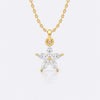 Flower petal marquise cut lab-grown diamond pendant necklace in 14k solid yellow gold