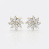 Pinwheel lab-grown diamond stud earrings in 14k solid yellow gold with marquise and round cut diamonds